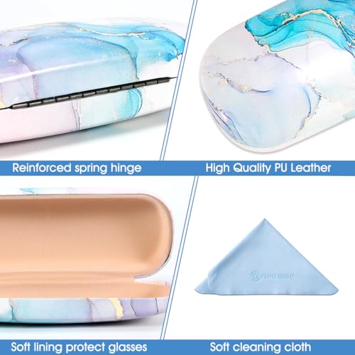Image of PERFECTSIGHT Hard Shell Eyeglasses Case, PU Leather Protective Glasses Case, Cute Eyeglass Case for Women Men Girls