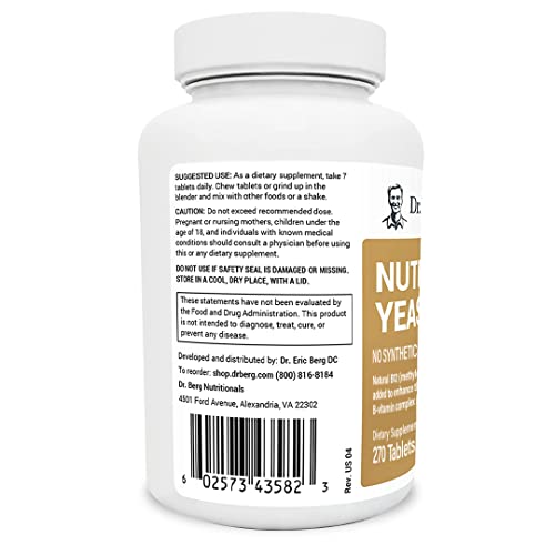 Dr. Berg Nutritional Yeast Tablets Natural B12 Added All 8 B