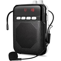 Tragbarer 2400mAh Wiederaufladbarer Sprachverstärker mit Kabelgebundenem Mikrofon, Headset und Bund Persönliches Mikrofon und Lautsprecher fürLehrer/Schulung/Treffen/Tour/Leitfaden((Schwarz)