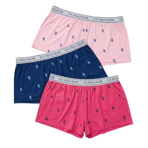 Image of U.S. POLO ASSN. Womens Pajama Shorts with Pockets, Elastic Waist Sleep Shorts for Women, Lounge Short