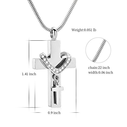 Stainless Steel Cross Memorial Cremation Ashes Urn Pendant Necklace Keepsake Jewelry Urn #TOP1