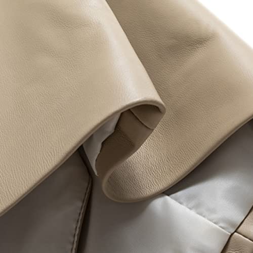 Woman Comfy High Waisted Solid Color Bodycon Skirts Casual Pu Leather A-Line Zipper Midi Hip-Wrapped Skirt Beige #TOP4