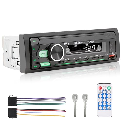 ePathChina Autoradio de voiture Bluetooth LCD Single DIN 12 V Autoradio lecteur MP3 avec mains libres, double USB, assistant vocal et contrôle par...