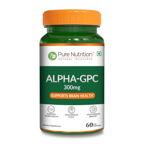 Image of Pure Nutrition Alpha GPC 300mg with L- Glycerophosphorylcholine Cognitive Function | Powerful Alpha GPC Supplement Helps to Improve Focus, Mental Clarity & Memory | Brain Health Supplement for Men & Women - 60 Veg Capsules