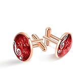 音楽 音符 レッド 赤 カスタムカフリンクメンズ1ペア、ビジネスシャツギフトボックス付きカフリンクス金カフリンクスジュエリーギフト男性用