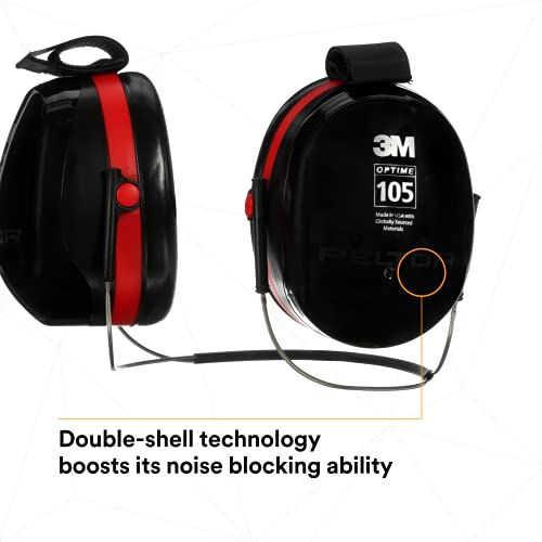 3M Peltor Optime 105 Earmuffs H10B, Behind-The-Head Black #TOP3