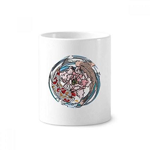 Porte-brosse à dents en céramique motif pivoine géométrique tasse blanche de 350ml