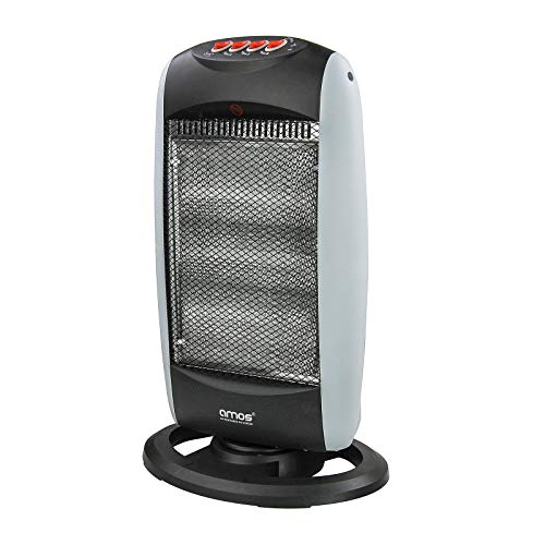 AMOS Three Bar Halogen Heater Wide Angle Oscillation Function Home Office Radiator with 3 Heat Settings 400 / 800W / 1200W (1 Heater)