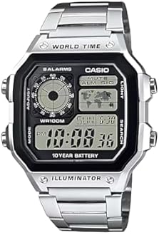 Casio Men's Watch - AE-1200WHD-1AVDF Black Dial, Silver Band