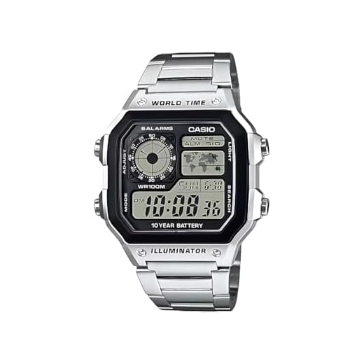 Casio Relógio masculino com pulseira de aço inoxidável com mostrador digital, Prata, pulseira