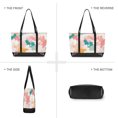 Japanese Style Flowers Large Capacity tote bag laptop with zipper laptop tote bag for work for Travel Essentials Beach Gifts Birthday Gifts for Women with tablet3