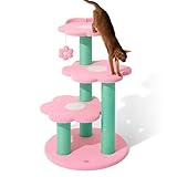 Picture of VETRESKA 39.8" Cat Tree Multi-Level Cat Tower with Platform, Sisal Scratching Posts with Hanging Blossom Toy, Indoor Cats Furniture Activity Center for Large Cats Kittens, Pink Flora
