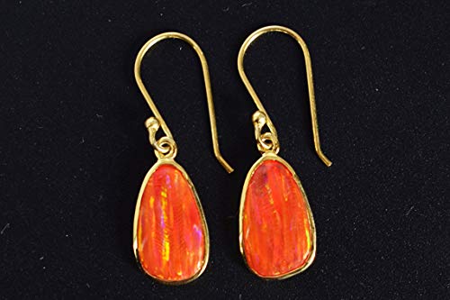 Boucles d'oreilles opales de feu anti-allergie cabochon argent