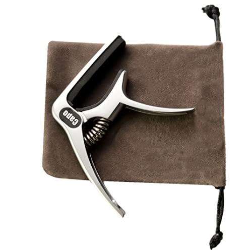 CANTUS Guitar Capo pour guitares acoustiques ＆ électriques avec support de médiator intégré et 4 médiators (Blanc nacré) Cover