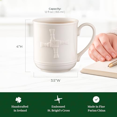 Taza Belleek Classic St. Brigid's Cross 355 ml porcelana miniatura 3