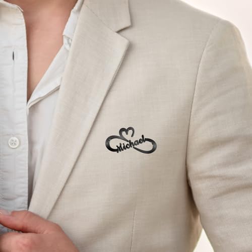 Image of Custom Lapel Pin for Women Men - Name Brooch Pin Personalized Stainless Steel for Wedding Business Party - Gold /Silver /Black Customized Jewelry Gifts