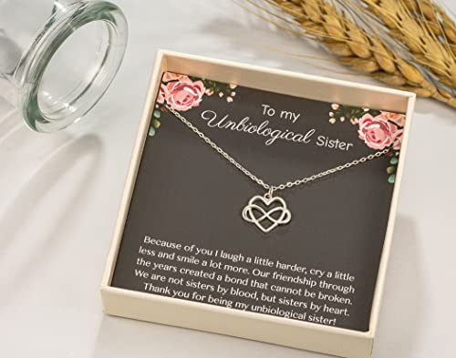 RareLove Gifts for Sister in Law,Unbiological Sister Necklace Gift For Best Friend,925 Sterling Silver Tiny Infinity Heart Necklaces for Women Friendship,Best Friend Necklace4