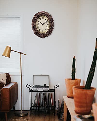 14-Inch Retro Oval Wall Clock, Silent Non-Ticking Home Decor Wall Clock For Home/Office/School, Roman Numerals #TOP3