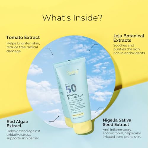 Image of Sunkey Mineral Sunscreen SPF 50 PA++++ With Jeju And Tomato Extract | Non-nano | Lightweight | No White Cast | Water & Sweat Resistant