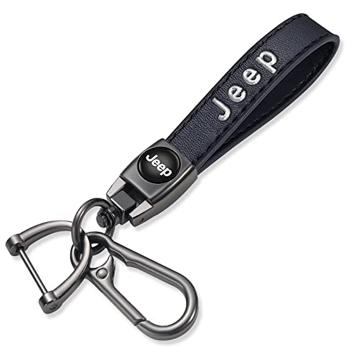 Sdshsm Genuine Leather Car Keychain For Wrangler Jeep Jl Grand Cherokee Grand Commander Compass Freeman Key Ring For Men And Woean, Key Fob Car Accessories Family Present #TOP3