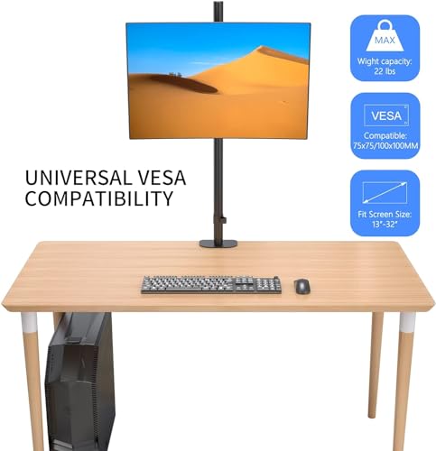 Pholiten モニターアーム シングル PCアーム ディスプレイアーム 一画面 80MM高いポール付き クランプ式 グロメット式 多角度調節 10kg高耐荷重 VESA 75x75mm 100x100mm対応 17-32インチ汎用 MD97821