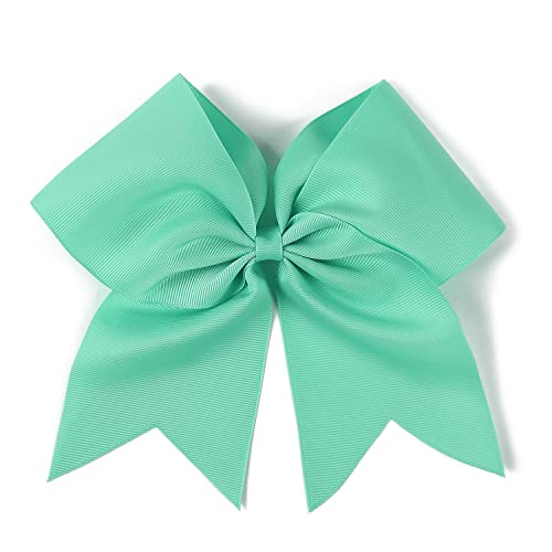 AMYDECOR 7 Inch Jumbo Solid Color Bows with Alligator Hair Clips For Girls and Women (Mint green)