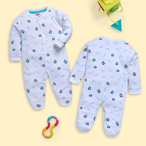 Image of LuvLap Baby Boys and Girls 100% Cotton Full Sleeve Romper /Bodysuit Pack of 3