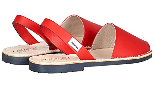 Women's Flat, Handmade, Eco-Friendly Avarcas (6, Red)3