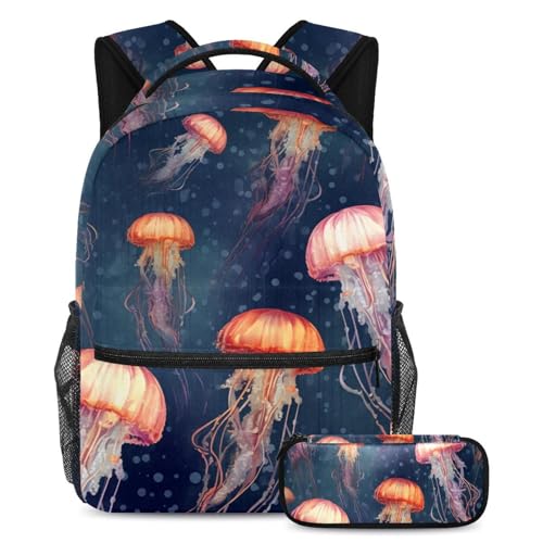 Sac à livres de voyage méduse colorée Seaworld pour les sorties et cours des ados