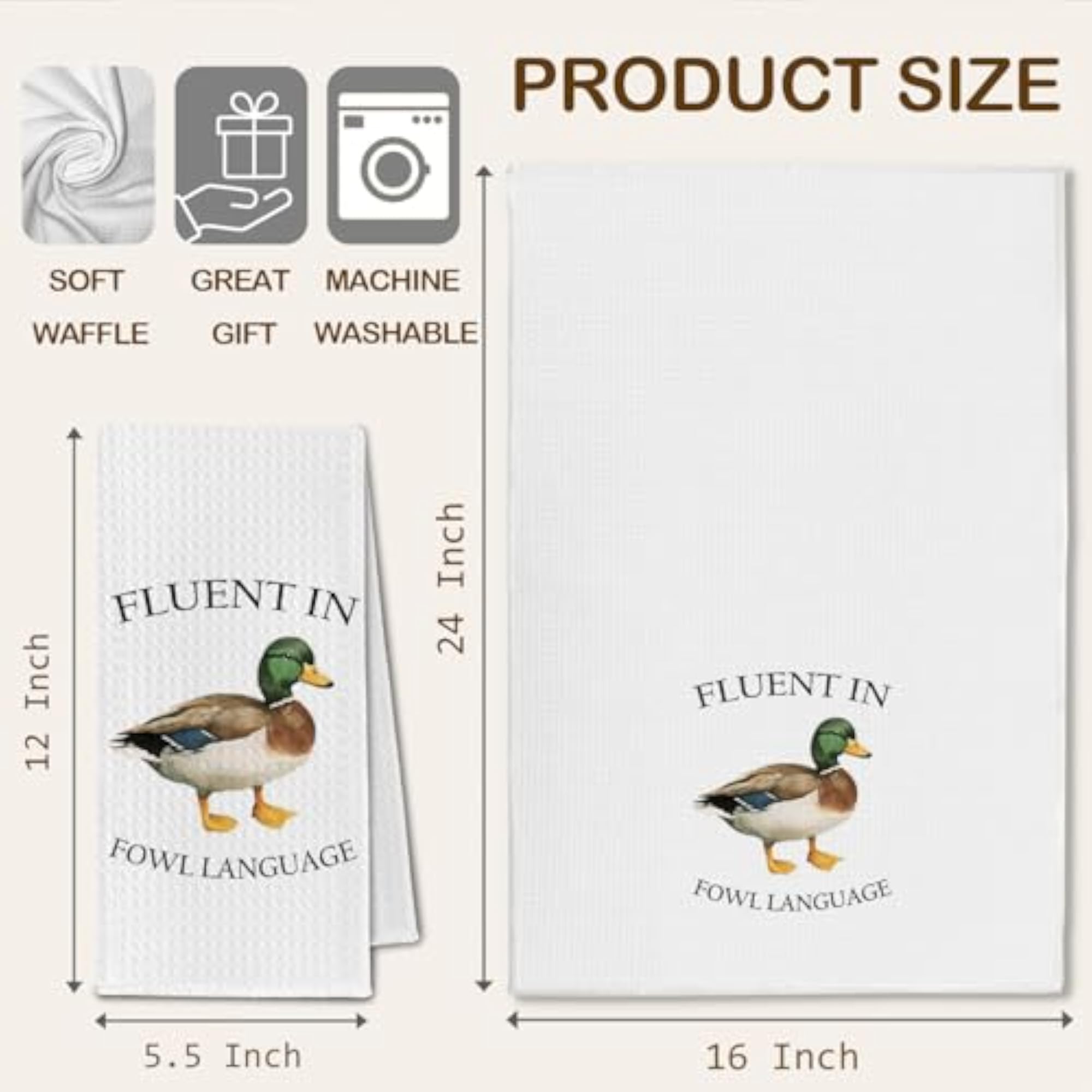 Fluent in Fowl Language Duck Kitchen Towels, Farm Animal Decor