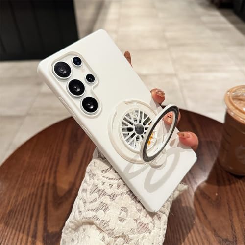 Coque métal Samsung S25 magnétique protège objectif blanche