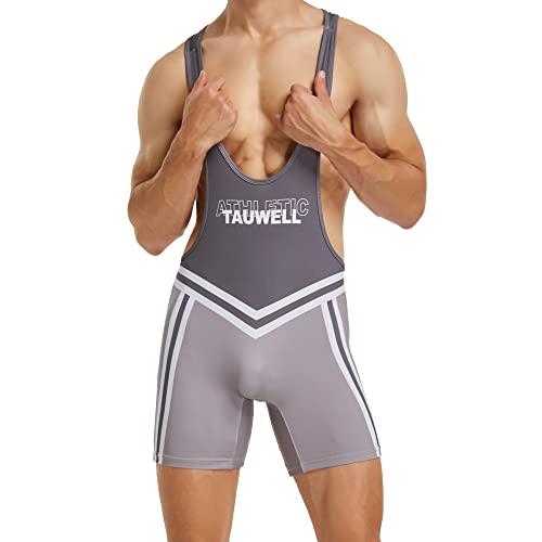 YUFEIDA Maillots de sport pour homme - Maillot de corps une pièce - Boxer de lutte - Sous-vêtements actifs, A/gris., L