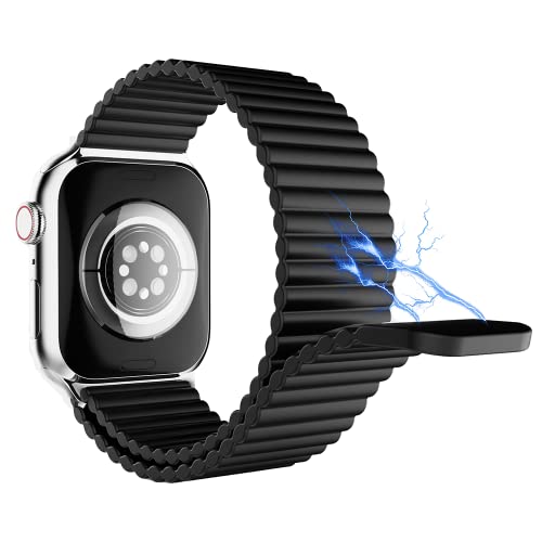 Image of HeiKe Magnetic Silicone Band for Apple Watch Band 49mm 46mm 45mm 44mm 42mm 41mm 40mm 38mm for Men Women,Sport Loop iWatch Wristband Strap for Apple Watch Ultra 3 2 1 SE Series 11 10 9 8 7 6 5 4 3 2 1