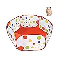 Andiker Small Animal Playpen, Portable Outdoor Exercise Fence Pop-Up Yard Fences, Foldable Pet Tent Play Pen for Guinea Pig, Hamster, Chinchillas and Hedgehogs, Rabbits (Red)
