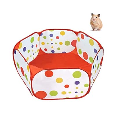 Andiker Small Animal Playpen, Portable Outdoor Exercise Fence Pop-Up Yard Fences, Foldable Pet Tent Play Pen for Guinea Pig, Hamster, Chinchillas and Hedgehogs, Rabbits (Red)