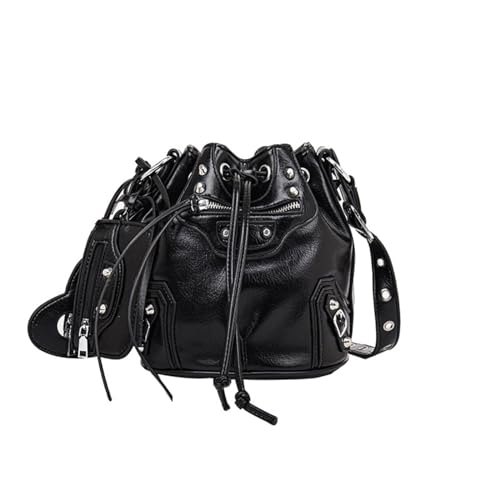 Punk Style Design Bucket PU Leather Crossbody Bag Rivet Motorcycle Shoulder Purses And Handbags Bolsa Feminina