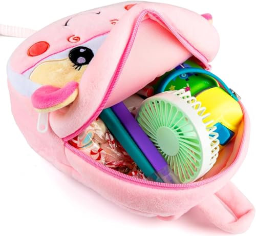 Image of Frantic Cute Backpack for Nursery Children Soft Plush Velvet Cartoon Animal Plush Preschool Mini Travel Bags for Baby Girl & Baby Boy Ideal for Girls, Boys & Toddlers, 2-5 Years