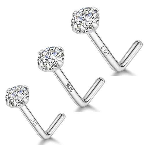 LUCKYJEWUS 925 Sterling Silver Nose Rings Studs Set for Women,