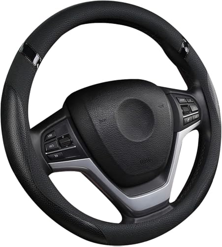 Image of Cxtiy Car Steering Wheel Cover for Men Women Universal Leather Steering Covers for Car SUV (Full-Black)