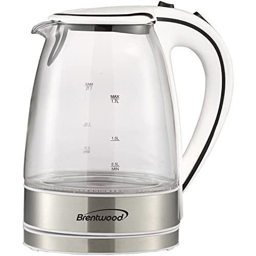 Image of Brentwood KT-1900W 1.7L Cordless Glass Electric Kettle, White