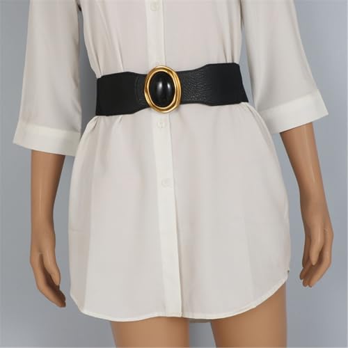 Adjustable Stretchy Wide Waistband with Gemstones Accent Comfortable Decorative Waist Belt for Formal Outfits Daily3