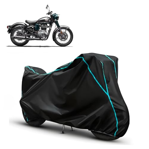 Image of Water Resistant Bike Cover for RE Classic 350 All Weather, UV Heat Resistant, Dustproof, Triple Stitched, Windproof Elastic Bottom