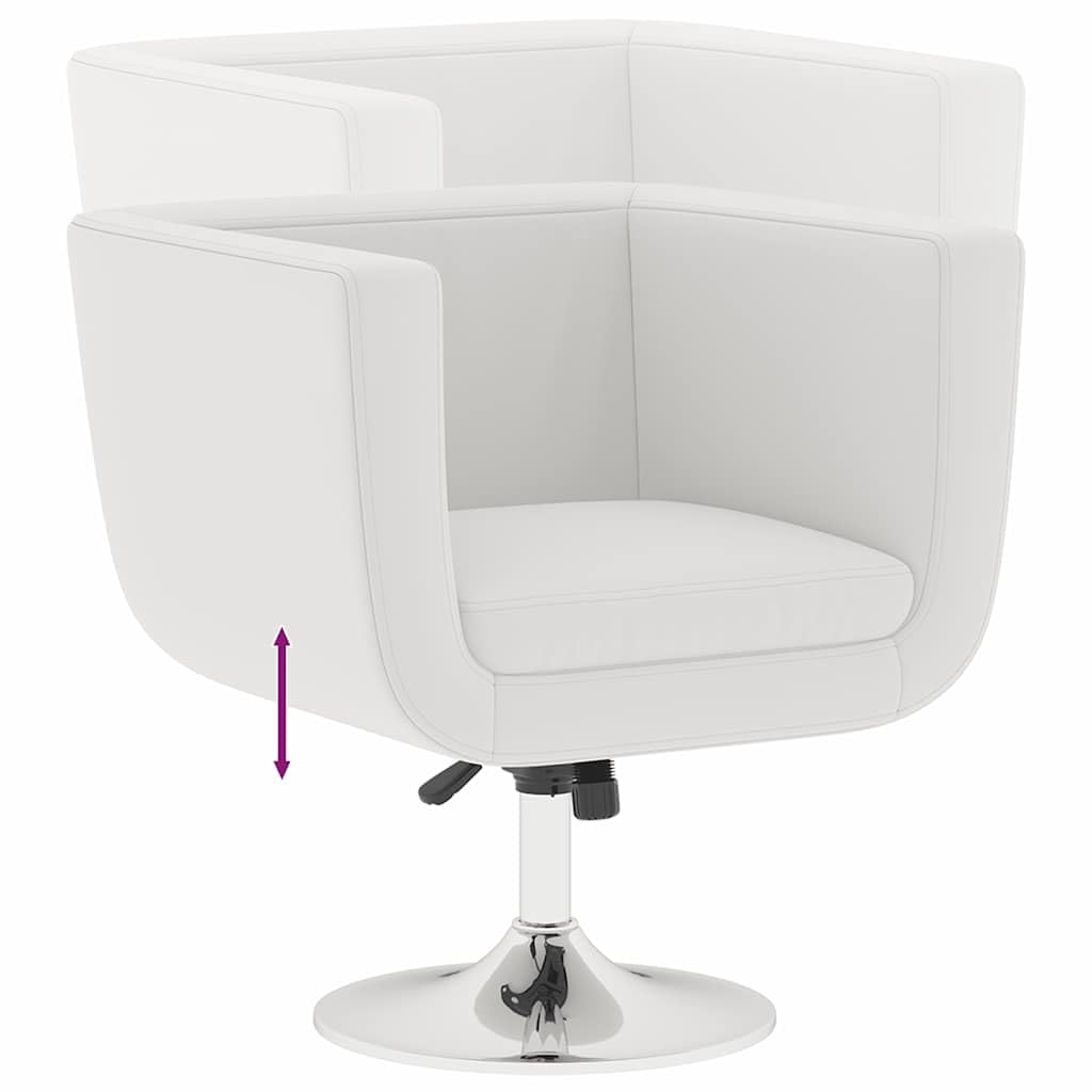 Sillón de bar moderno giratorio de piel sintética blanca, altura ajustable, base de acero cromado, para salón, dormitorio, oficina, máx. 110 kg