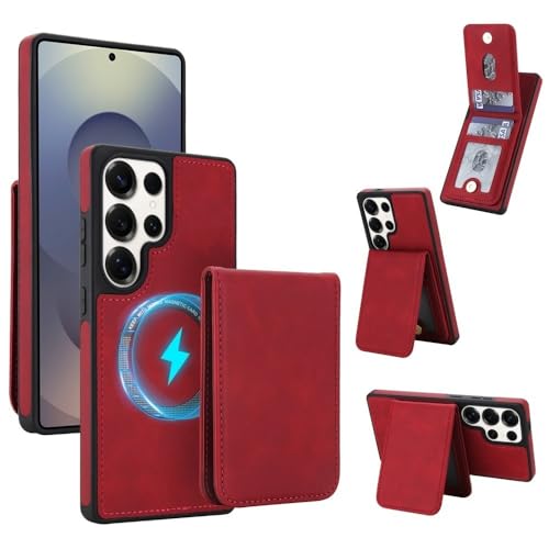 Étui portefeuille Samsung S22 rouge détachable idéal pour voyager léger au quotidien
