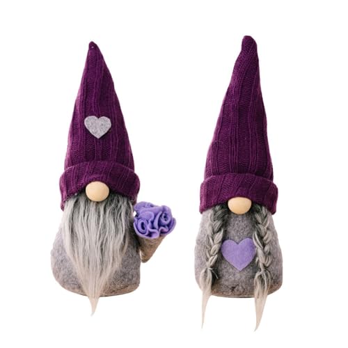 Bdghay Gnomes DéCorations Violet Fait à la Main en Peluche DéCor Vacances d'hiver Saint Valentin Ornements Cadeau de Vacances