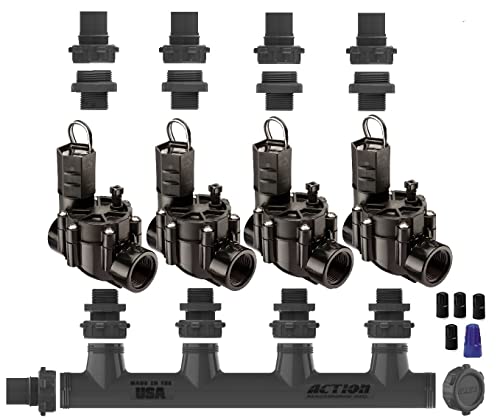 SPW Rain Bird Premium Valve Manifold System 100DV No Flow Control - Heavy Duty Action MachIng Parts - 3/4In & 1In Slip (4 Zone) by SPW - Used condition - US$140.98