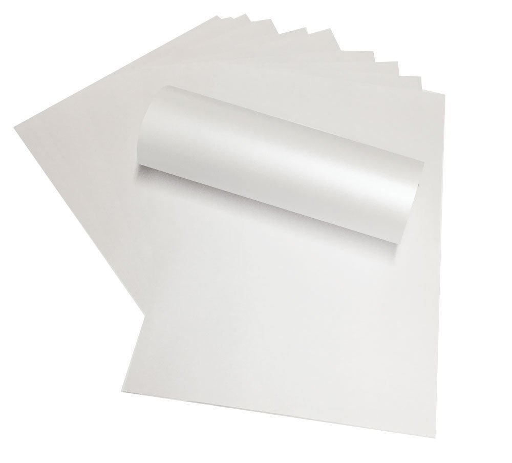 Lot de 100 feuilles nacrées double face format A4 120 g/m², convient pour les imprimantes jet d'encre et laser, blanc