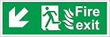 Label - Sécurité - Avertissement - Sortie de secours Bas gauche avec pictogrammes incendie Signalétique de sécurité - bureau 30x10cm, entreprise, école, hôtel