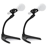 Pyle Universal Adjustable Desktop Microphone Stand - Tabletop Mic Holder Low Profile Mic Stand w/ Flexible 8.2'' Gooseneck Mount & U Shape Base - Table Tops, Desk, Podium, Counter Use PMKS8X2 (Pair)