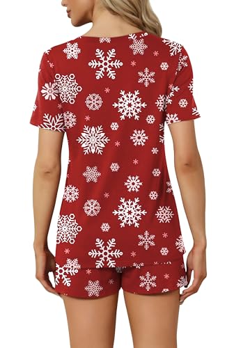 Image of RUBZOOF Women's Short Sleeve Pajama Sets with Pockets Casual V Neck 2 Piece Lounge Sets S-3XL